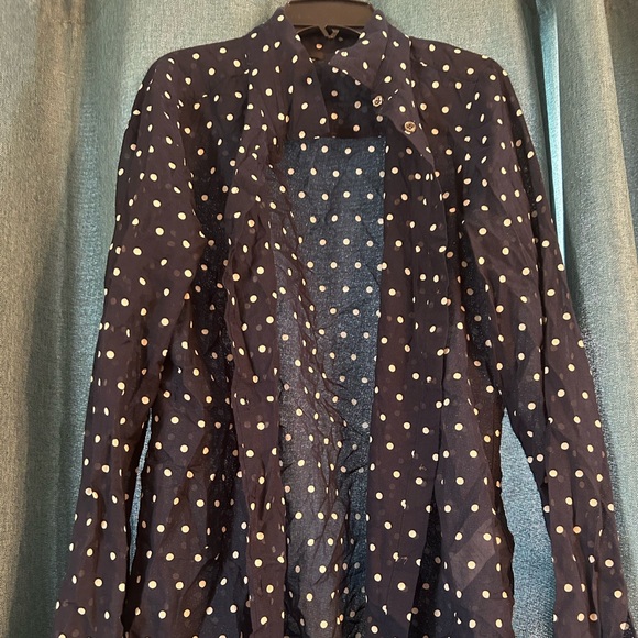 J. Crew Navy Silk Polka Dot Blouse - Picture 1 of 5